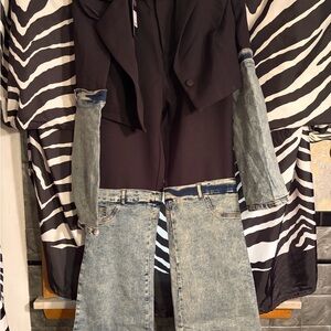 Black Blazer with Denim Sleeves